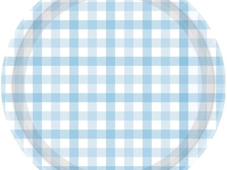 Pastel Blue Gingham Plates - Dinner 8 Pkt Hot on Sale