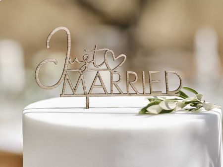 Ginger Ray Wooden Just Married Cake Topper Online now