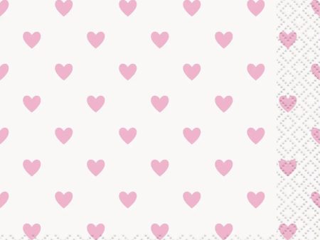 Pink Heart Napkins - Beverage 16 Pkt Online Sale