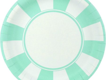 Mint Striped Plates - Dinner 12 Pkt Sale