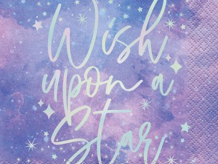 Purple Galaxy Wish Upon a Star Napkins - Beverage 16 Pkt Fashion