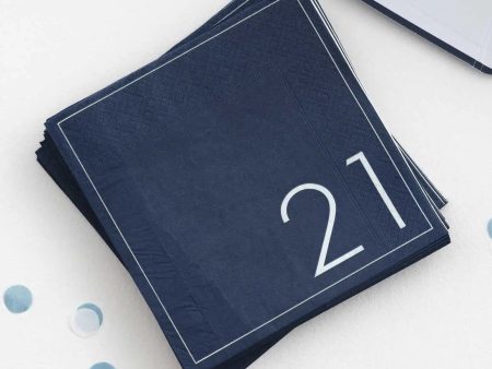 Ginger Ray Navy 21st Birthday Milestone Napkins - 16 Pkt Online Sale