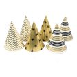 Gold Black & White Foil Party Hats - 6 Pkt Sale