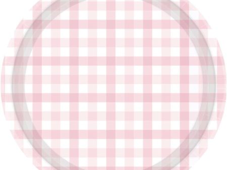 Pastel Pink Gingham Plates - Dinner 8 Pkt Cheap