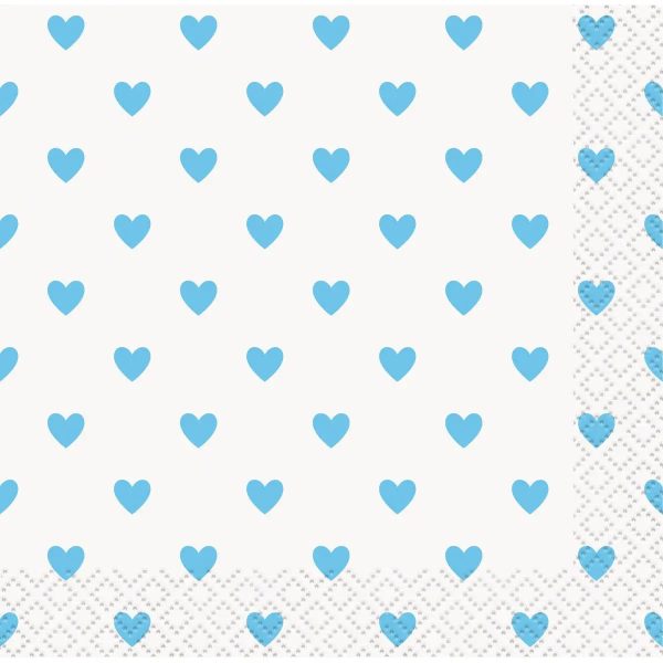 Blue Heart Napkins - Beverage 16 Pkt Online