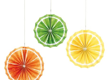 Citrus Fruit Paper Fans - 3 Pkt Sale