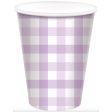 Pastel Purple Gingham Cups - 8 Pkt Sale