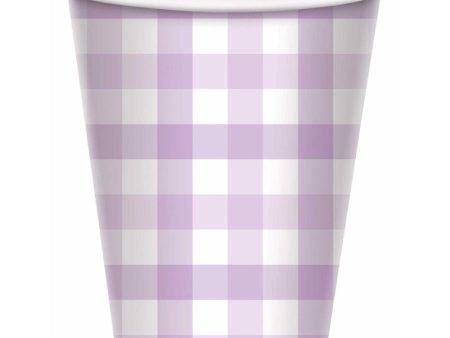 Pastel Purple Gingham Cups - 8 Pkt Sale