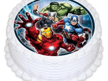 Avengers Edible Cake Image - Round Sale