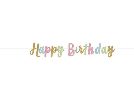 Pastel Glitter Happy Birthday Banner Discount