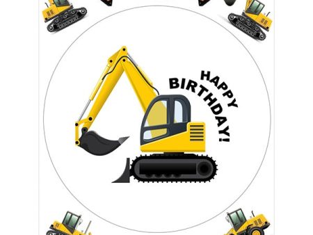 Construction Digger Edible Cake Image with FREE Edible Icons For Cheap