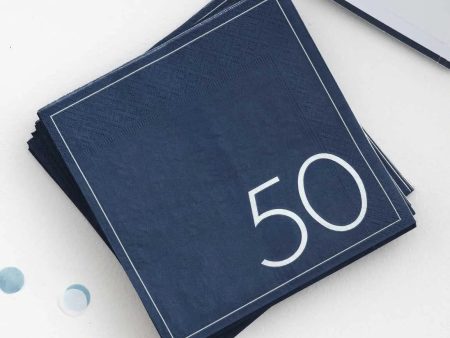 Ginger Ray Navy 50th Birthday Milestone Napkins - 16 Pkt Online Sale