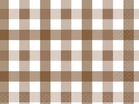 Teddy Brown Gingham Napkins - Lunch 16 Pkt For Cheap