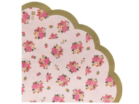 Truly Scrumptious Pink Floral Scalloped Napkins - 20 Pkt For Discount