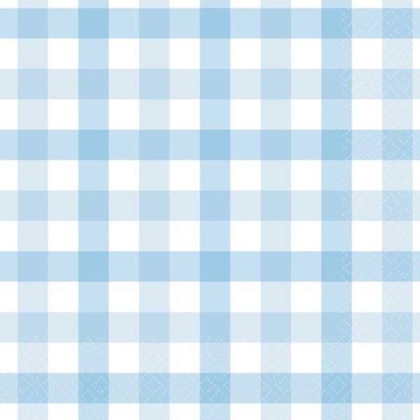 Pastel Blue Gingham Napkins - Lunch 16 Pkt on Sale