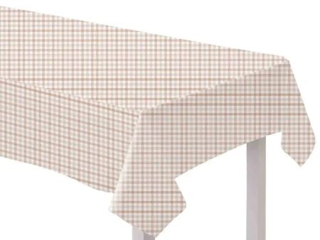 White Sand Gingham Fabric Tablecover Online Sale