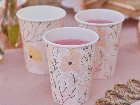 Ginger Ray Pink Floral Cups - 8 Pkt Online now