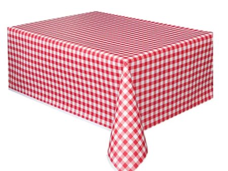 Red Gingham Paper Tablecover Discount