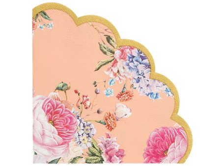 Truly Scrumptious Peach Floral Scalloped Napkins - 20 Pkt Online