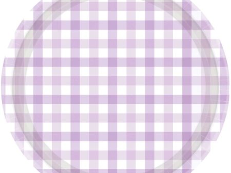 Pastel Purple Gingham Plates - Dinner 8 Pkt Discount