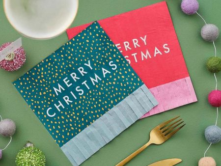 Ginger Ray Merry Christmas Party Napkins - 16 Pkt Hot on Sale