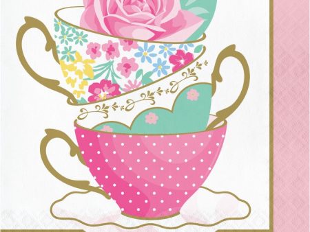 Floral Tea Party Teacup Napkins - Lunch 16 Pkt Fashion