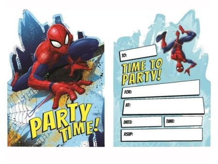 Spiderman Party Invitations - 8 Pkt Sale