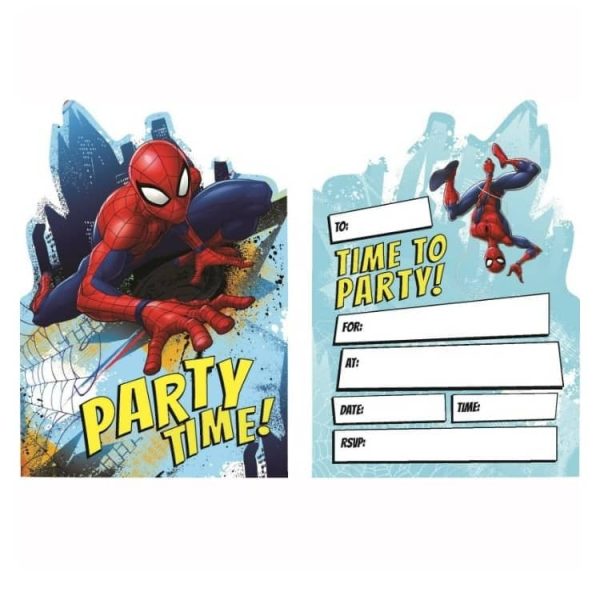 Spiderman Party Invitations - 8 Pkt Sale