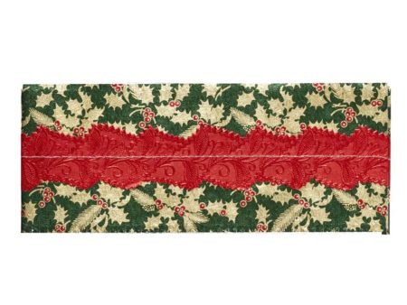 Green & Red Holly Print Christmas Cake Frill For Sale