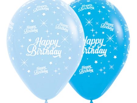 Happy Birthday Twinkling Stars Blue Balloons - 6 Pkt Online now