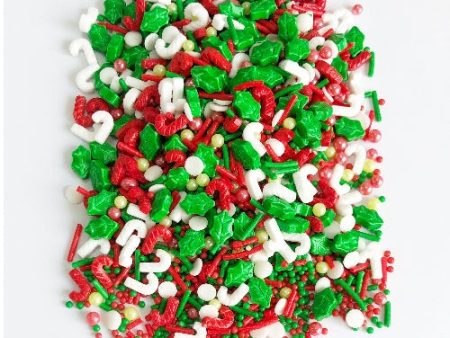 Holly & Candy Canes Mix Sprinkles 80g For Sale