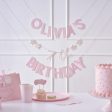 Ginger Ray Customisable Name & Age Pink Birthday Bunting For Cheap