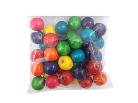 Craft Colourful Wooden Beads 16mm - 40 Pkt For Sale