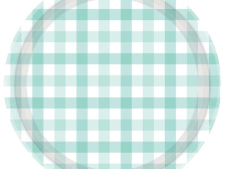 Pastel Mint Gingham Plates - Lunch 8 Pkt Fashion