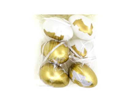 White & Gold Bunny Egg Decorations - 6 Pkt Sale