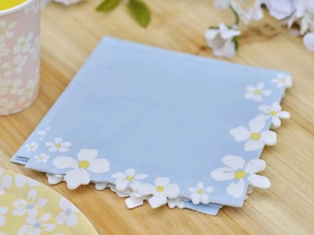 Ginger Ray Flower Edge Floral Napkins - Lunch 16 Pkt Supply